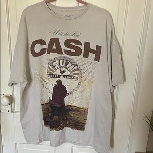 Urban Outfitters Cash Graphic Tee - Brown and Cream